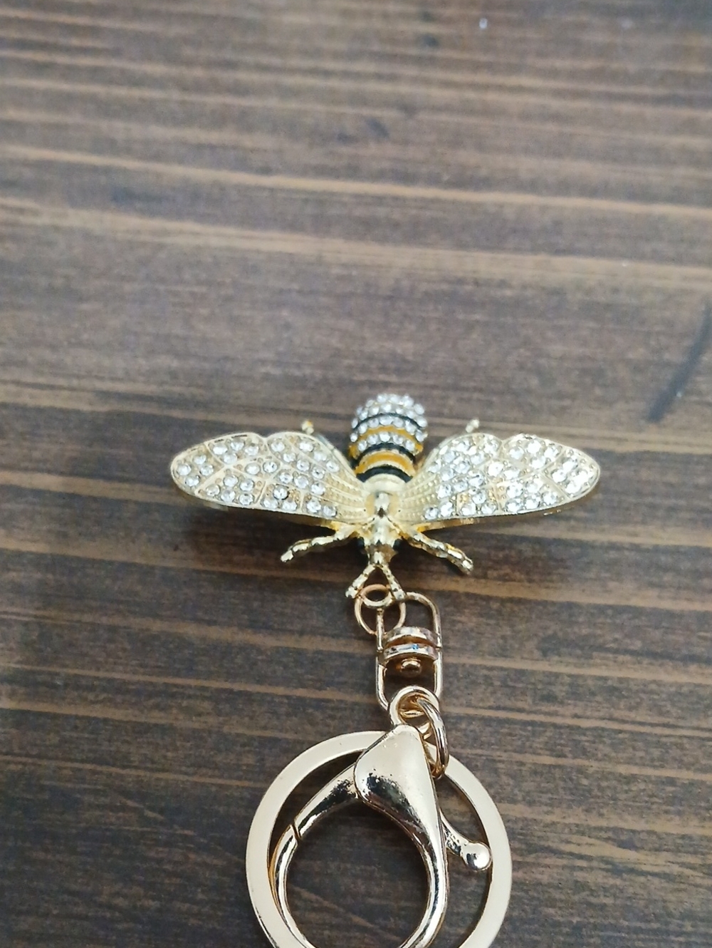 Gold Crystal Bee Keychain Charm - Women's Accessories